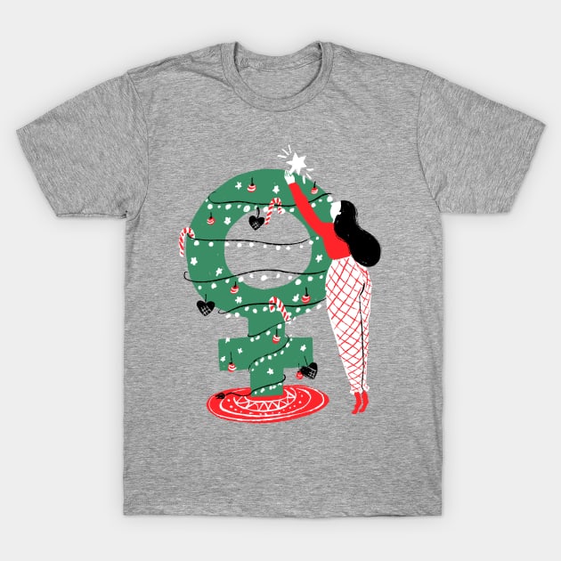 Femtastic Christmas T-Shirt by Josephine Skapare